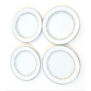 Set of 4 Noritake Trilby Daisy Dinner Plates 10 1/2"